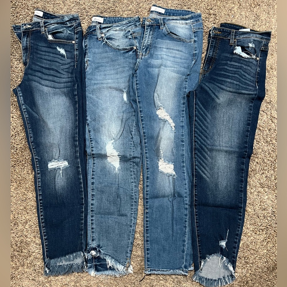 KanCan Women's Distressed Blue Jeans